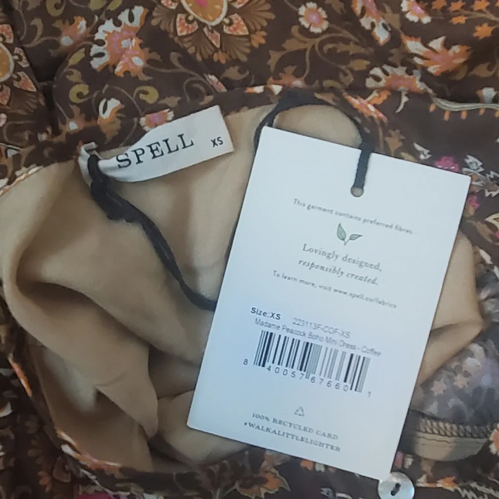 SPELL | Madame Peacock Boho Mini Dress - Coffee - Picture 5 of 7